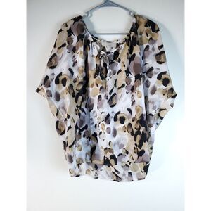LOFT Multicolor Abstract Print Blouse